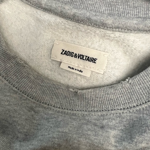 Zadig & Voltaire Embroidered Cotton Sweatshirt in Grey - Picture 9 of 9